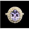 Image 2 : 4.03ct Tanzanite and Diamond Ring - 14KT Yellow Gold