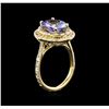 Image 4 : 4.03ct Tanzanite and Diamond Ring - 14KT Yellow Gold