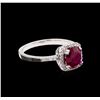 Image 1 : 1.12ct Ruby and Diamond Ring - 14KT White Gold