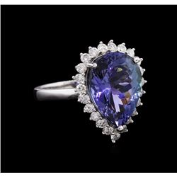 6.63ct Tanzanite and Diamond Ring - 14KT White Gold