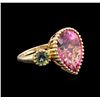 Image 2 : 9.86cts Pink Zircon and Mystic Topaz Ring - 14KT Yellow Gold