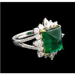 6.53ct Emerald and Diamond Ring - 18KT Two-Tone Gold