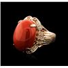 Image 1 : 14KT Rose Gold 20.93ct Coral and Diamond Ring