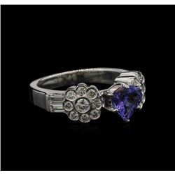 0.93ct Tanzanite and Diamond Ring - 18KT White Gold