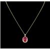 Image 1 : 8.25ct Ruby and Diamond Pendant With Chain - 14KT Yellow Gold