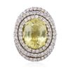 Image 2 : 18KT Two-Tone Gold GIA Certified 12.47ct Yellow Sapphire and Diamond Ring
