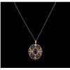 Image 2 : 4.94ct Amethyst and Diamond Pendant With Chain - 14KT Rose Gold