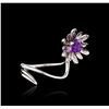 Image 1 : 14KT White Gold 1.10ct Amethyst and Diamond Ring