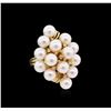 Image 1 : Pearl and Diamond Ring - 14KT Yellow Gold