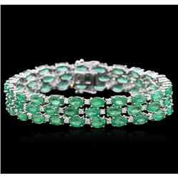 14KT White Gold 28.09ctw Emerald and Diamond Bracelet