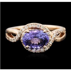 14KT Rose Gold 2.03ct Tanzanite and Diamond Ring