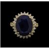 Image 2 : 9.19ct Blue Sapphire and Diamond Ring - 14KT Yellow Gold