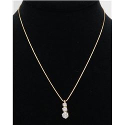 0.50ctw Diamond Pendant With Chain - 14KT Yellow Gold