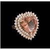 Image 1 : 15.60ct Morganite and Diamond Ring - 14KT Rose Gold