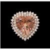 Image 2 : 15.60ct Morganite and Diamond Ring - 14KT Rose Gold