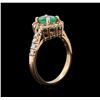 Image 3 : 1.19ct Emerald and Diamond Ring - 14TK Rose Gold