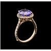 Image 3 : 4.04ct Tanzanite and Diamond Ring - 14KT Rose Gold