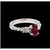 Image 1 : 1.19ct Ruby and Diamond Ring - 18KT White Gold