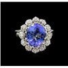 Image 2 : 4.55ct Tanzanite and Diamond Ring - 14KT White Gold