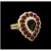 Image 1 : 1.00ctw Green Tourmaline, Ruby and Diamond Ring - 14KT Yellow Gold