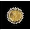 Image 2 : 14KT Yellow Gold 0.37ctw Diamond Coin Ring