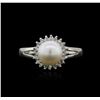 Image 2 : 14KT White Gold Pearl and Diamond Ring