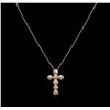 Image 2 : 0.17ctw Diamond Cross Pendant With Chain - 14KT Rose Gold