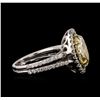 Image 3 : 14KT White Gold 4.74ctw Fancy Yellow Diamond Ring