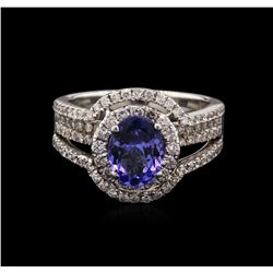 1.25ct Tanzanite and Diamond Ring - 18KT White Gold