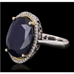 14KT Two-Tone Gold 13.11ct Sapphire and Diamond Ring