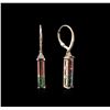 Image 2 : 4.79ctw Bi-Color Tourmaline and Diamond Earrings - 14KT Rose Gold