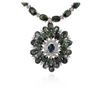 Image 1 : 18KT White Gold 59.86ctw Multi Color Sapphire and Diamond Necklace