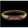 Image 1 : 19.46ct Bi-Color Tourmaline and Diamond Bangle Bracelet - 18KT Yellow Gold