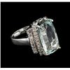 Image 1 : 14KT White Gold 7.61ct Aquamarine and Diamond Ring