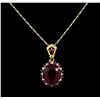 Image 1 : 6.01ctw Ruby and Diamond Pendant With Chain - 14KT Two-Tone Gold