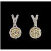 Image 1 : 1.40ctw Fancy Yellow Diamond Earrings - 14KT Two-Tone Gold