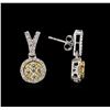 Image 2 : 1.40ctw Fancy Yellow Diamond Earrings - 14KT Two-Tone Gold