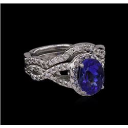 14KT White Gold 1.95ct Tanzanite and Diamond Wedding Ring Set