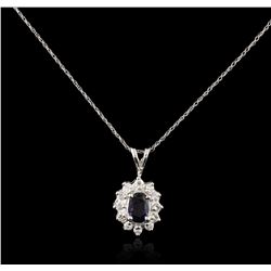 14KT White Gold 0.74ct Sapphire and Diamond Pendant With Chain