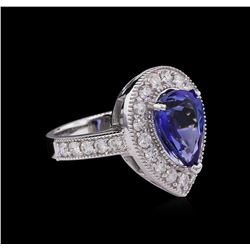 3.43ct Tanzanite and Diamond Ring - 14KT White Gold