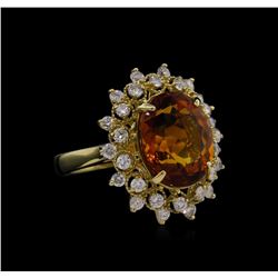 14KT Yellow Gold 5.03ct Citrine and Diamond Ring