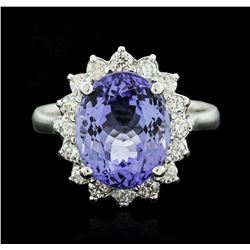 14KT White Gold 4.37ct Tanzanite and Diamond Ring