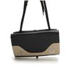 Image 1 : Prada BR5077 Women's Black and Cream Calf Leather Flag Shoulder Bag