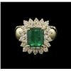 Image 2 : 3.21ct Emerald and Diamond Ring - 14KT Yellow Gold