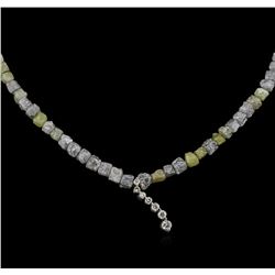 49.29ctw Rough Cut Diamond Necklace - 14KT White Gold