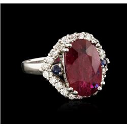 14KT White Gold 3.41ct Ruby, Sapphire and Diamond Ring