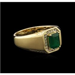 14KT Yellow Gold 1.75ct Emerald and Diamond Ring