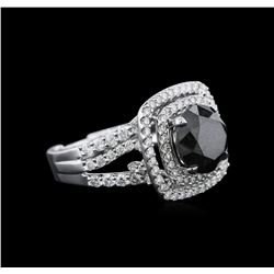 4.92ctw Black Diamond Ring - 18KT White Gold