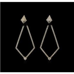 1.23ctw Diamond Dangle Earrings - 14KT White Gold