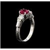 Image 4 : 1.40ct Ruby and Diamond Ring - Platinum